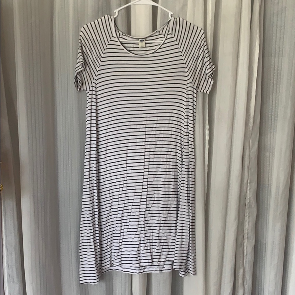 Black and white striped T-shirt dress